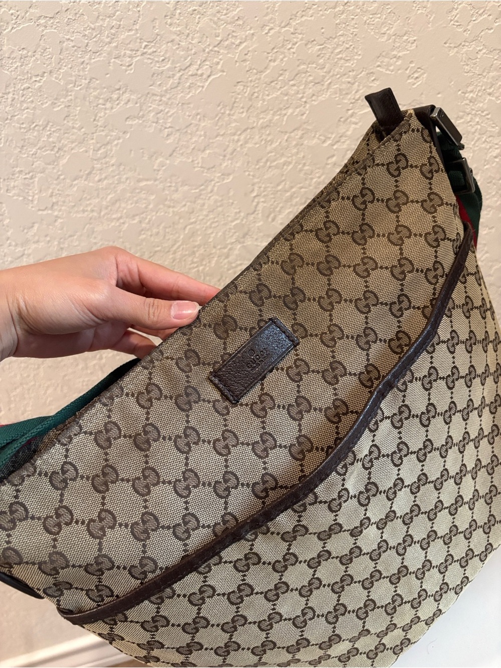 Gucci Beige Brown GG Canvas Shoulder Bag with Sherry Line - Picture 6 of 16
